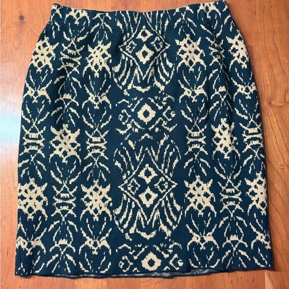 VTG Charter Club Black and Tan Patterned Knit Pencil Skirt Y2K Tribal - Picture 1 of 1